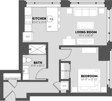 a floor plan of a bedroom apartment